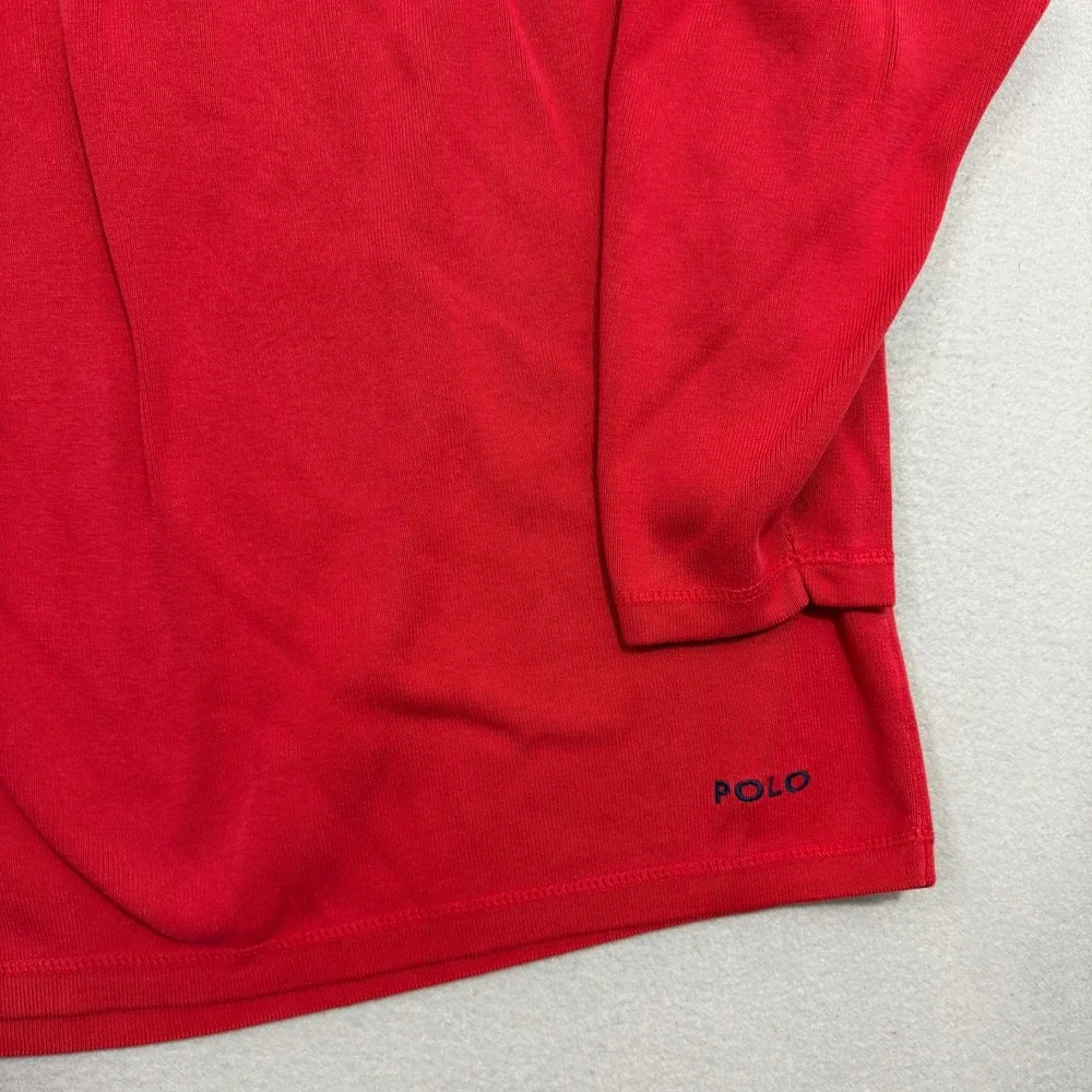 Vintage Polo Ralph Lauren Shirt Men XXL Red Long Sleeve V-Neck Pullover Boxy Fit